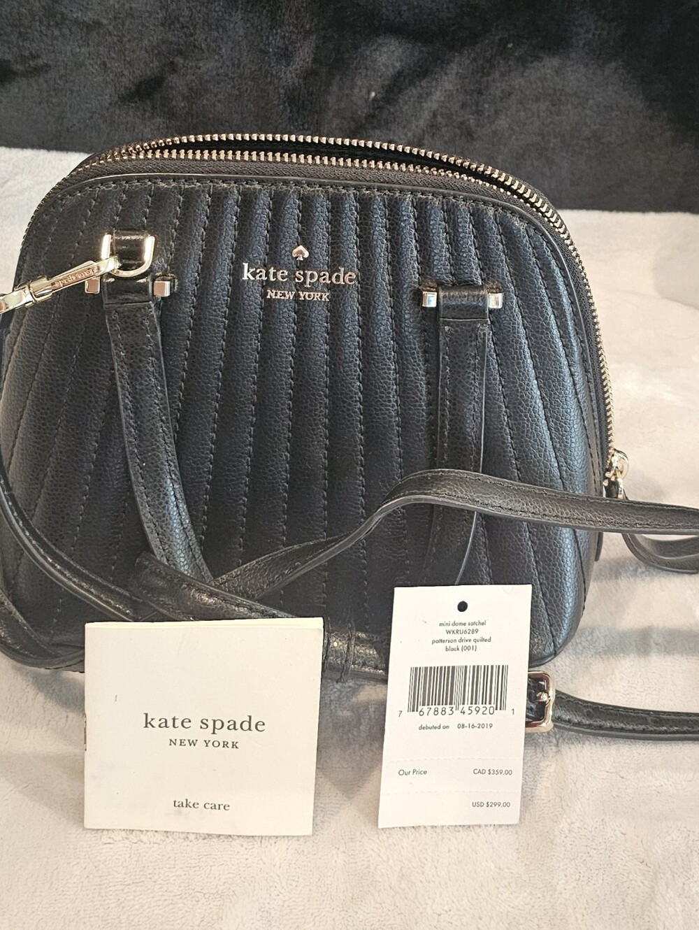 Kate Spade Black Quilted Dome Small Crossbody with Gold Hardware